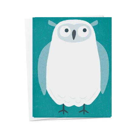 Teal blue background with light blue and white owl in center. White envelopes included.