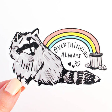 Overthinking Raccoon Sticker