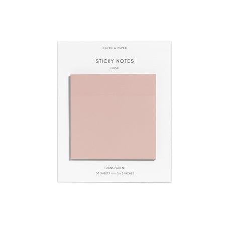 Square sticky notes in a dusk pink color.