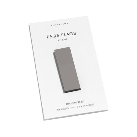 Rectangular sticky note flags in a gray color.