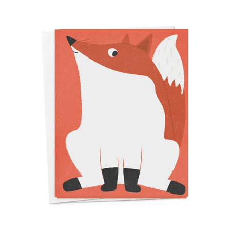 Red background with red and white fox in center. White envelopes included.